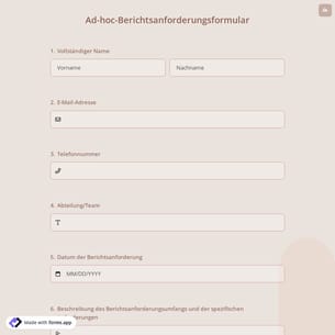 Ad-hoc-Berichtsanforderungsformular