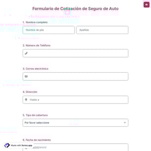 Formulario de Cotización de Seguro Auto