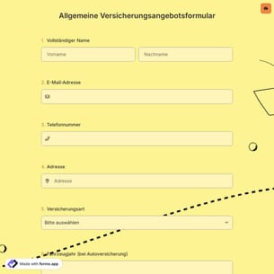 Allgemeine Versicherungsangebotsformular