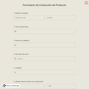 Formulario de Cotización de Producto