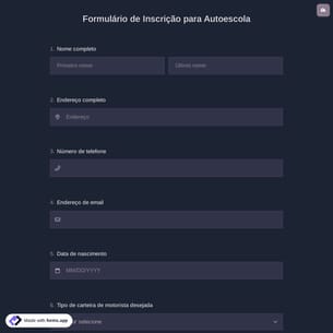 Formulário de Inscrição para Autoescola