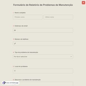 Formulário de Relatório de Problemas de Manutenção