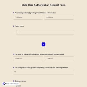 Child Care Authorization Request Form