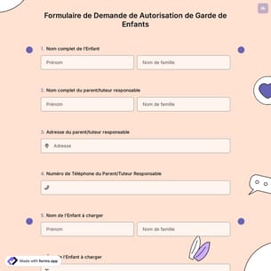 Formulaire de Demande de Autorisation de Garde de Enfants