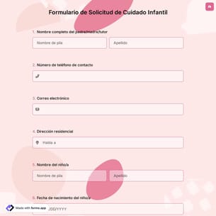 Formulario de Solicitud de Cuidado Infantil