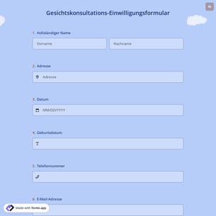 Gesichtskonsultations-Einwilligungsformular