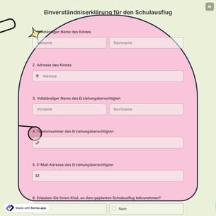 Einverständniserklärung für den Schulausflug