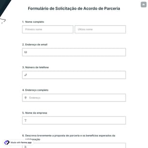Formulário de Solicitação de Acordo de Parceria