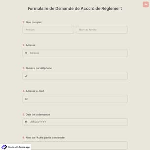 Formulaire de Demande de Accord de Règlement