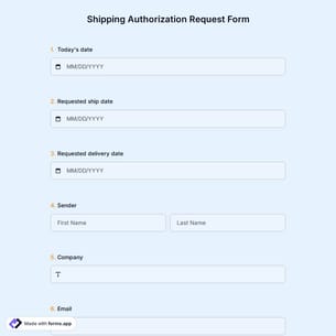 Shipping Authorization Request Form