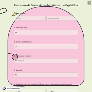 Formulaire de Demande de Autorisation de Expédition