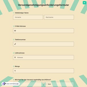 Versandgenehmigungsanforderungsformular