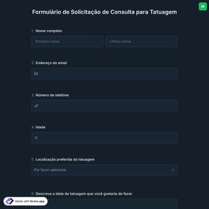 Formulário de Solicitação de Consulta para Tatuagem