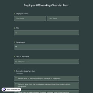 Employee Offboarding Checklist Form 