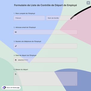 Formulaire de Liste de Contrôle de Départ de Employé