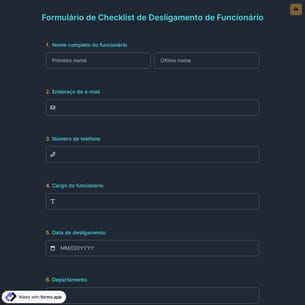 Formulário de Checklist de Desligamento de Funcionário