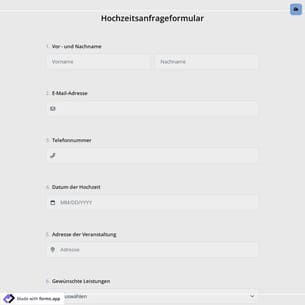 Hochzeitsanfrageformular