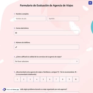 Formulario de Evaluación de Agencia de Viajes