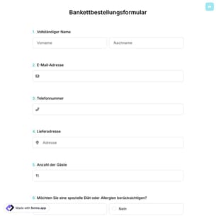 Bankettbestellungsformular