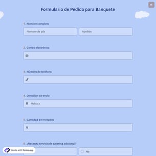 Formulario de Pedido para Banquete