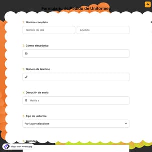 Formulario de Pedido de Uniformes