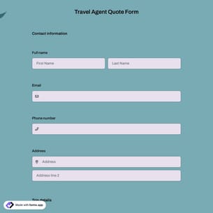 Travel Agent Quote Form