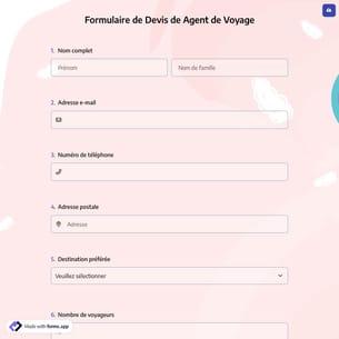 Formulaire de Devis de Agent de Voyage