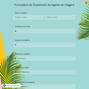 Formulário de Orçamento de Agente de Viagens