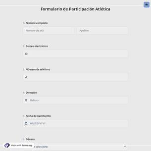 Formulario de Participación Atlética