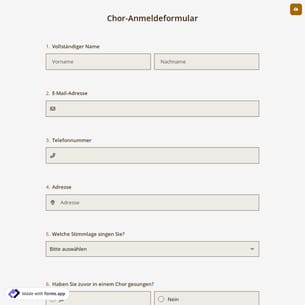 Chor-Anmeldeformular