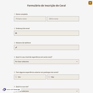 Formulário de Inscrição do Coral