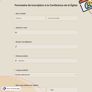 Formulaire de Inscription à la Conférence de le Église