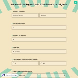 Formulario de Registro para la Conferencia de la Iglesia