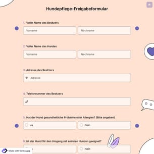 Hundepflege-Freigabeformular