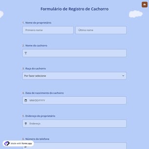 Formulário de Registro de Cachorro