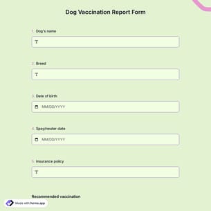 Dog Vaccination Record Form