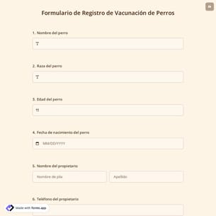 Formulario de Registro de Vacunación de Perros
