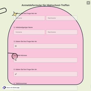 Anmeldeformular für Highschool-Treffen