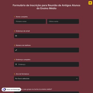 Formulário de Inscrição para Reunião de Antigos Alunos do Ensino Médio
