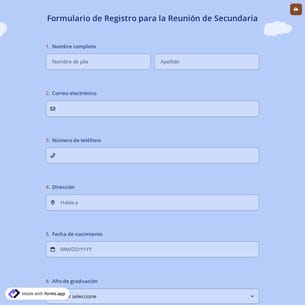 Formulario de Registro para la Reunión de Secundaria