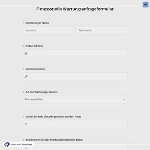Fitnessstudio Wartungsanfrageformular
