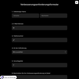 Verbesserungsanforderungsformular