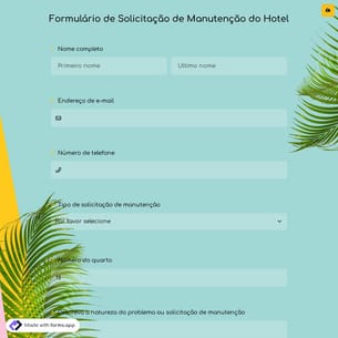 Formulário de Solicitação de Manutenção do Hotel