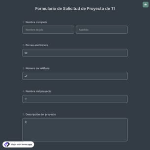 Formulario de Solicitud de Proyecto de TI