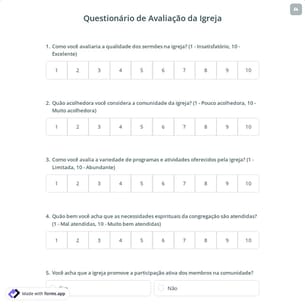 Questionário de Avaliação da Igreja
