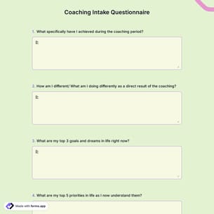 Coaching Intake Questionnaire