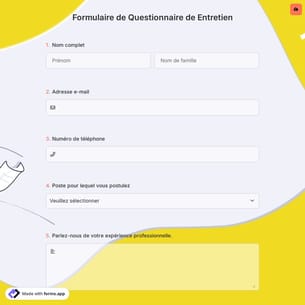 Formulaire de Questionnaire de Entretien