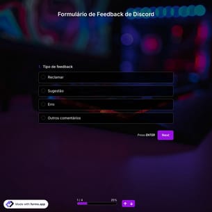 Formulário de Feedback de Discord