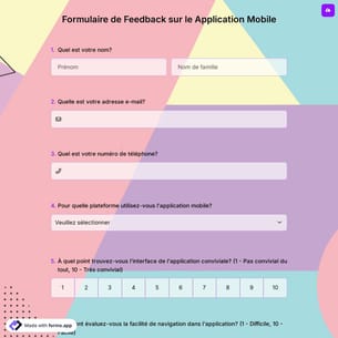 Formulaire de Feedback sur le Application Mobile