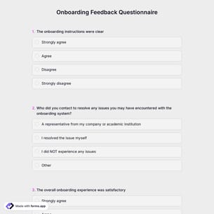 Onboarding Feedback Questionnaire